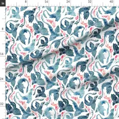 Various Fabrics by the Yard or Fat Quarter Whimsical Dragons Watercolor Mystical Fantasy Cute Flying Fire Breathing Custom Printed Fabric by Spoonflower