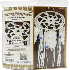 Design Works/Zenbroidery Macrame Wall Hanging Kit 6"X16"-Feathered Dreamcatcher
