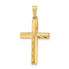 14K Yellow Gold Hollow Cross Pendant FindingKing