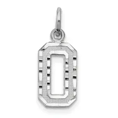 14K White Gold Small Number 0 Charm Pendant FindingKing Jewerly 19mm x 7mm