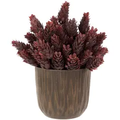Northlight Wild Flower Artificial Plant in a Textured Lined Pot - 8" - Burgundy Red
