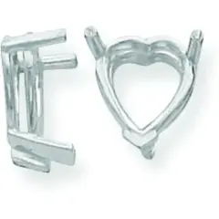 14K White Gold 3 Prong Heart V-End Setting (2.00 To 12.00Mm)