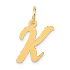 14K Yellow Gold Medium Script Initial Letter K Charm Jewerly 19mm x 10mm