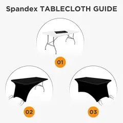2Pack, 6FT Spandex Table Cover Fitted Rectangular Tablecloth Stretchable Fabric Lycra Tablecloth 6 ft Wrinkle-Free for Party Dj Tradeshows Banquet Weddings Cocktail, 2 Pcs