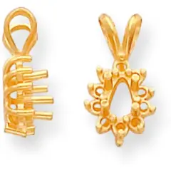 14K Gold Pear Cluster Pendant Setting