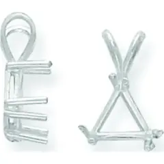 14K White Gold 3 Prong Triangle Pendant Setting 7.5mm