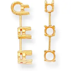 14K Gold 0.50ct Round 3 Stone Pendant Setting