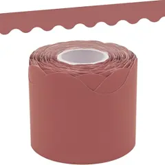 Deep Rose Scalloped Rolled Border Trim - 50ft - Decorate Bulletin Boards, Walls, Desks, Windows, Doors, Lockers, Schools, Classrooms, Homeschool & Offices