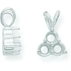 14K White Gold 0.12cttw Round 3 Stone Pendant Setting