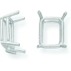 14K WG 4 Prong Emerald Cut Wire Basket Head 7x9mm