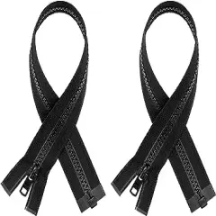 Ski & Sport #5 Molded Black Plastic YKK Separating Zippers (2 Pieces Per Pack) (26" Inches)Made in USA