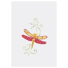 Pink Dragonfly Waffle Weave Kitchen Towel