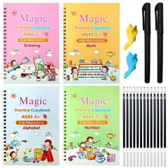 4 PCS Magic Practice Copybook for Kids,Children Reusable Handwriting Practice CopyBooks for Preschools Magic Workbook Letter Writing Book