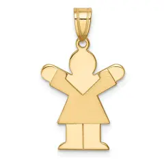 14K Yellow Gold The Kids Girl Charm Pendant Jewelry