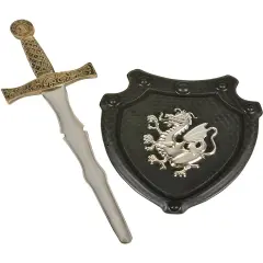 Child Black Knight Costume Sword and Shield Set