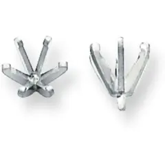 14K White Gold 6 Prong Round Peg Low Setting 4.6mm