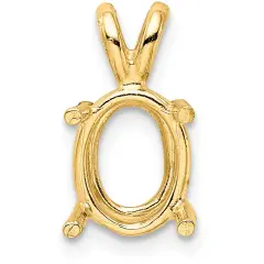 14K Gold 4 Prong Oval Pendant Setting 5x3.5mm