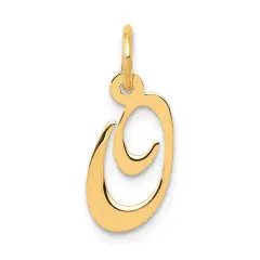 14K Yellow Gold Small Fancy Script Initial O Charm Jewerly 16mm x 13mm