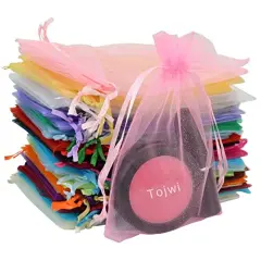 50 pcs Organize Bags-Mix Color 3.54''x4.33''(9x11cm) Satin Drawstring Organza Pouch Wedding Party Favor Gift Bag Jewelry Watch Bags