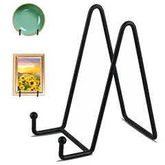 Decolore 3 Pack 6 Inch Black Metal Display Stands Plate Holder Display Stands for Picture, Decorative Plate, Book, Photo Easel, Artistic Work (3 Pack, 6 inch)