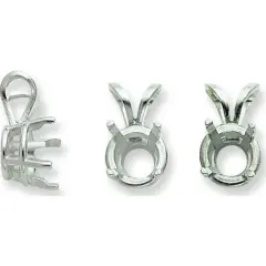 14K White Gold 0.63ct 4 Prong Round Pendant Setting