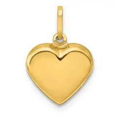 14K Gold Puffed Heart Charm Jewelry Love Pendant 15mm x 10mm