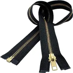YKK 12" Medium Weight Jacket Zipper YKK #5 Brass ~ Separating ~ 580 Black (1 Zipper/Pack)