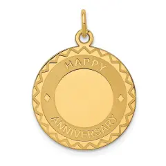 14K Gold Happy Anniversary Charm Engraveable Jewelry 27mm x 20mm