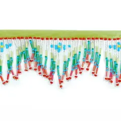 Bugle and Seed Bead Fringe Trim Pack of 1 Yard Green