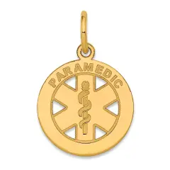 14K Gold Small High Polish Paramedic Medical Pendant Jewerly 20.4mm x 13.3mm