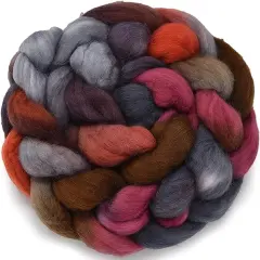 Organic Falkland Wool, Artisan Combed Top Roving: Premium Hand Dyed Fiber Braid for Spinning, Felting, Weaving. 4oz Double Dip Mesa
