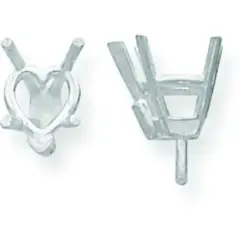 14K White Gold 5 Prong Heart Peg V-End Setting 9mm