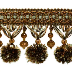 Zoe Ball & Bead Tassel Fringe Copper/ Seafoam