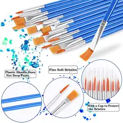 60-Piece Paint Brush Set Round and Flat Small Brushes Bulk for Detail Painting