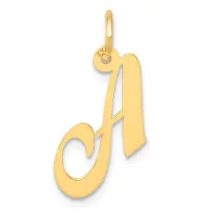 14K Yellow Gold Small Fancy Script Initial A Charm Jewerly 16mm x 17mm