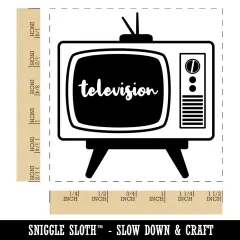 Vintage Retro Television TV Set Self-Inking Rubber Stamp Ink Stamper Black