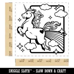 Magical Unicorn Pooping Rainbow and Stars Self-Inking Rubber Stamp Ink Stamper Black
