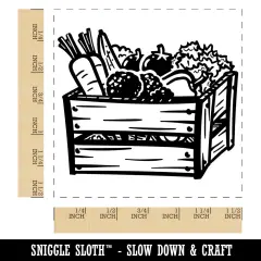 Wooden Vegetable Crate from the Garden Self-Inking Rubber Stamp Ink Stamper Black