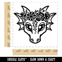 Dragon Wearing a Flower Crown Self-Inking Rubber Stamp Ink Stamper Black