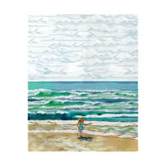 Betsy Drake Girl at the Beach Beach Towel Multicolor
