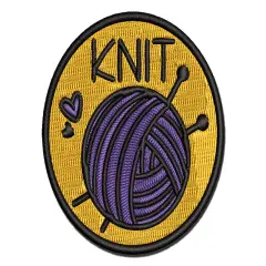 Ball Of Yarn Knit Knitting Multi-Color Embroidered Iron-On or Hook & Loop Patch Applique