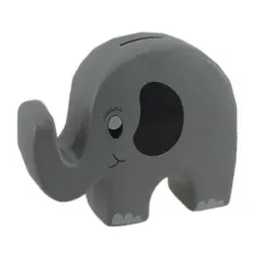 Whimsical Gray Ceramic Elephant Kids Money Bank