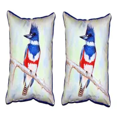 Pair of Betsy Drake Kingfisher Small Pillows 12 Inch X 12 Inch