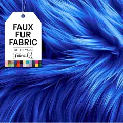 FabricLA | Shaggy Faux Fur | Fabric by The Yard | 72" X 60" Inch Wide | Craft Furry Fabric | Sewing, Apparel, Rugs, Pillows & More | Faux Fluffy Fabric | Royal Blue, 2 Yard