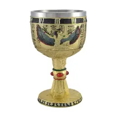 Egyptian Winged Isis Golden Wine Goblet 6 oz.