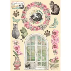 Stamperia Colored Wooden Shapes A5-Orchids And Cats