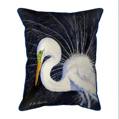 Betsy Drake Breeding Egret Large Indoor/Outdoor Pillow 16x20 Multicolor
