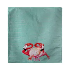 Betsy Drake Two Flamingos - Aqua Beach Towel