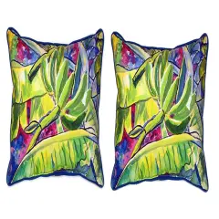 Pair of Betsy Drake Bananas Large Indoor/Outdoor Pillows 16x20