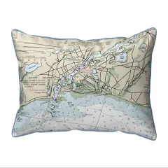 Bass River, MA Nautical Map Pillow 20x24 &ndash; Extra Large Zippered
